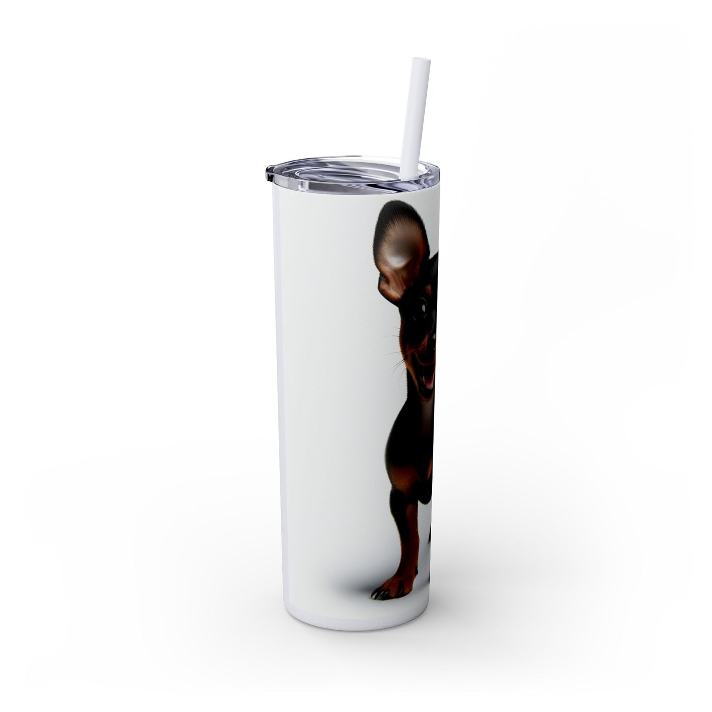 Miniature Pinscher Skinny Tumbler with Straw, 20oz