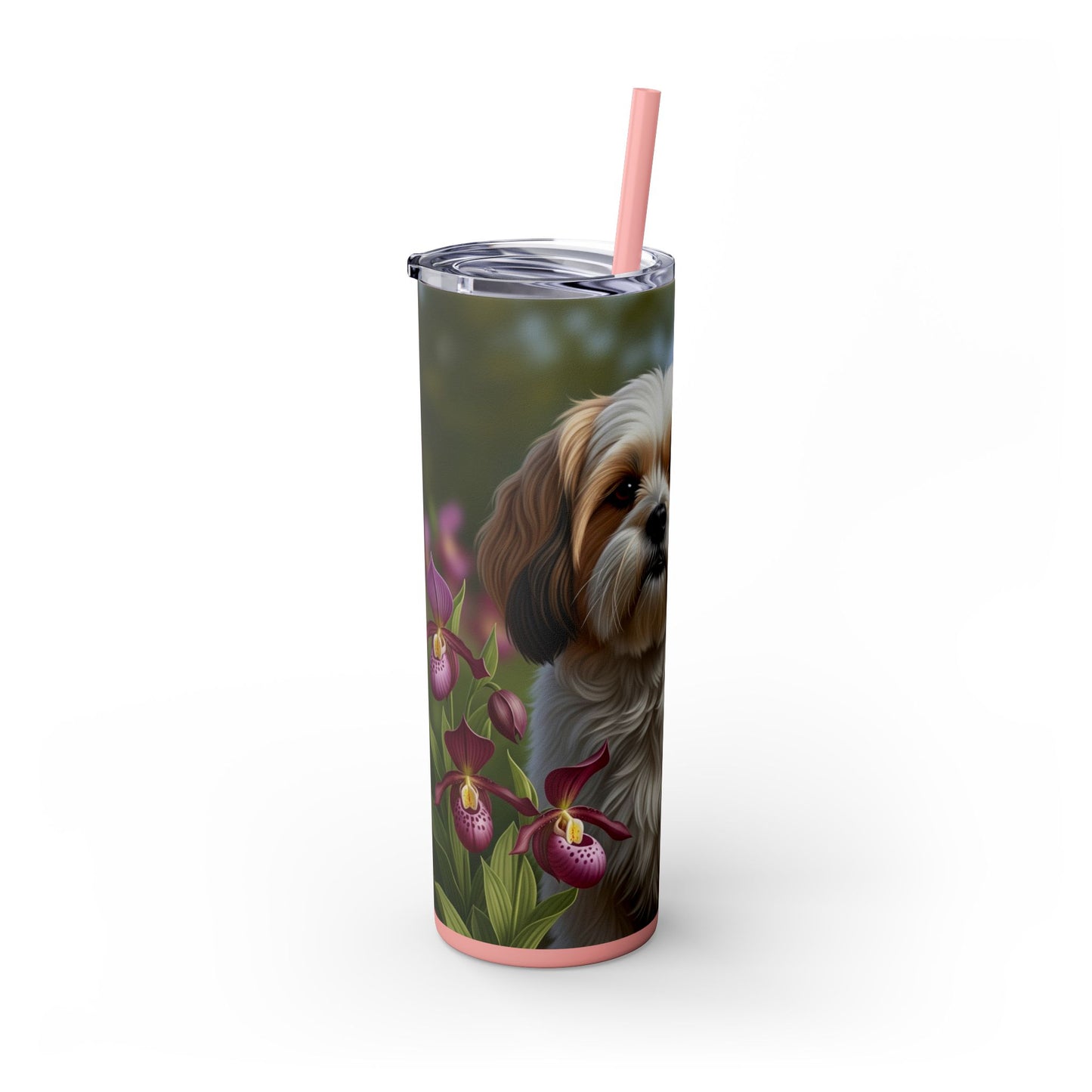Lhasa Apso Skinny Tumbler with Straw, 20oz