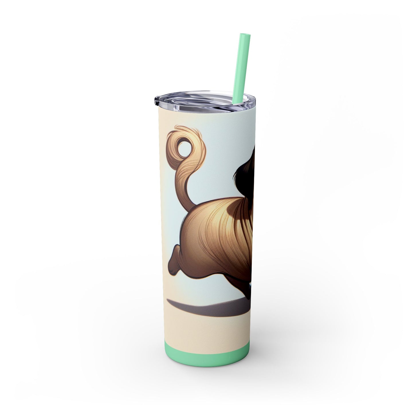 Pug Skinny Tumbler with Straw, 20oz