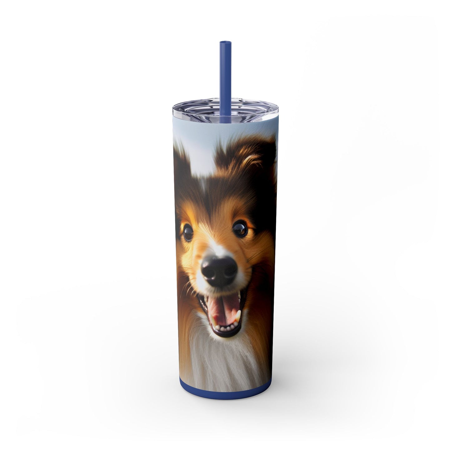 Shetland Sheepdog Skinny Tumbler with Straw, 20oz
