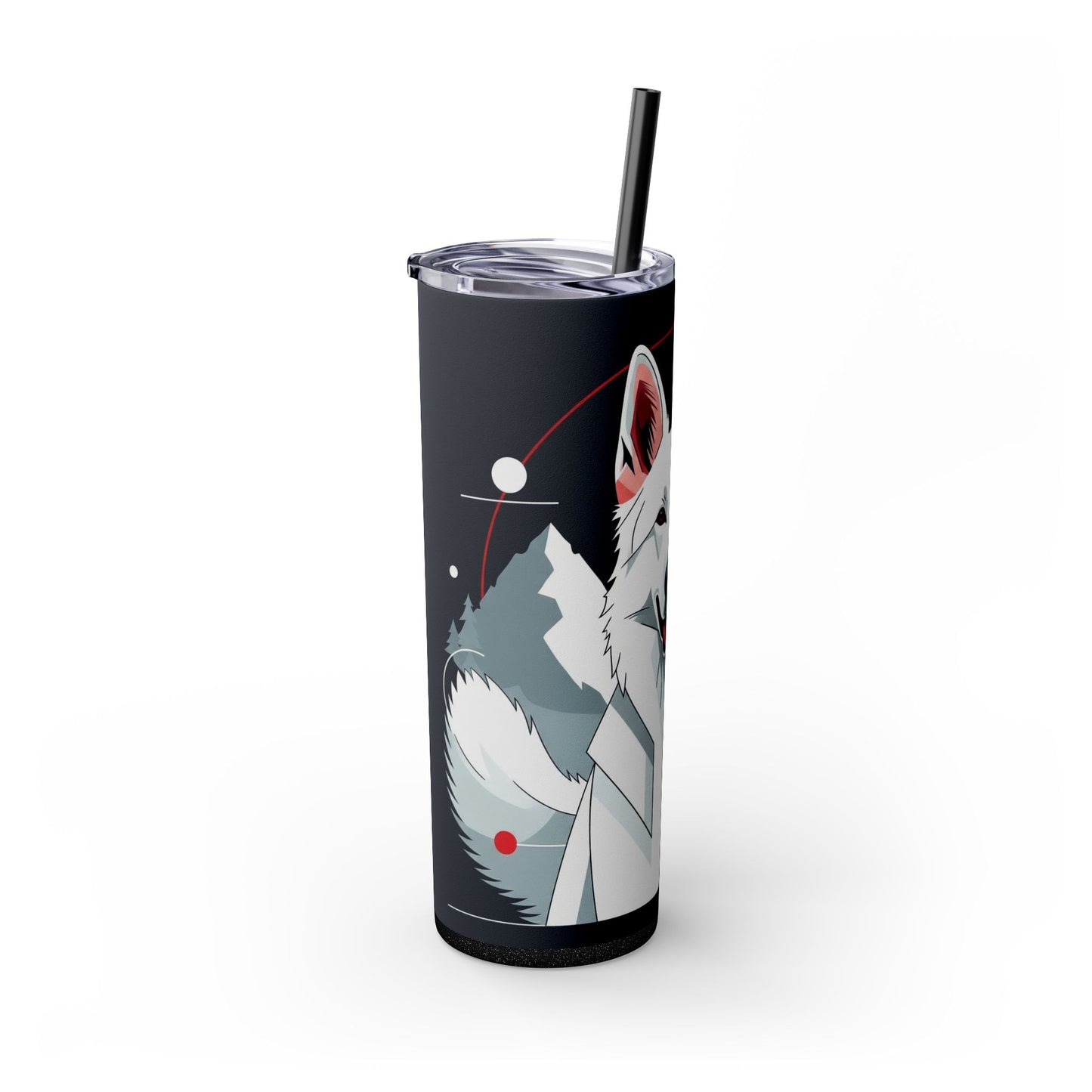 White Swiss Shepherd Dog Skinny Tumbler with Straw, 20oz