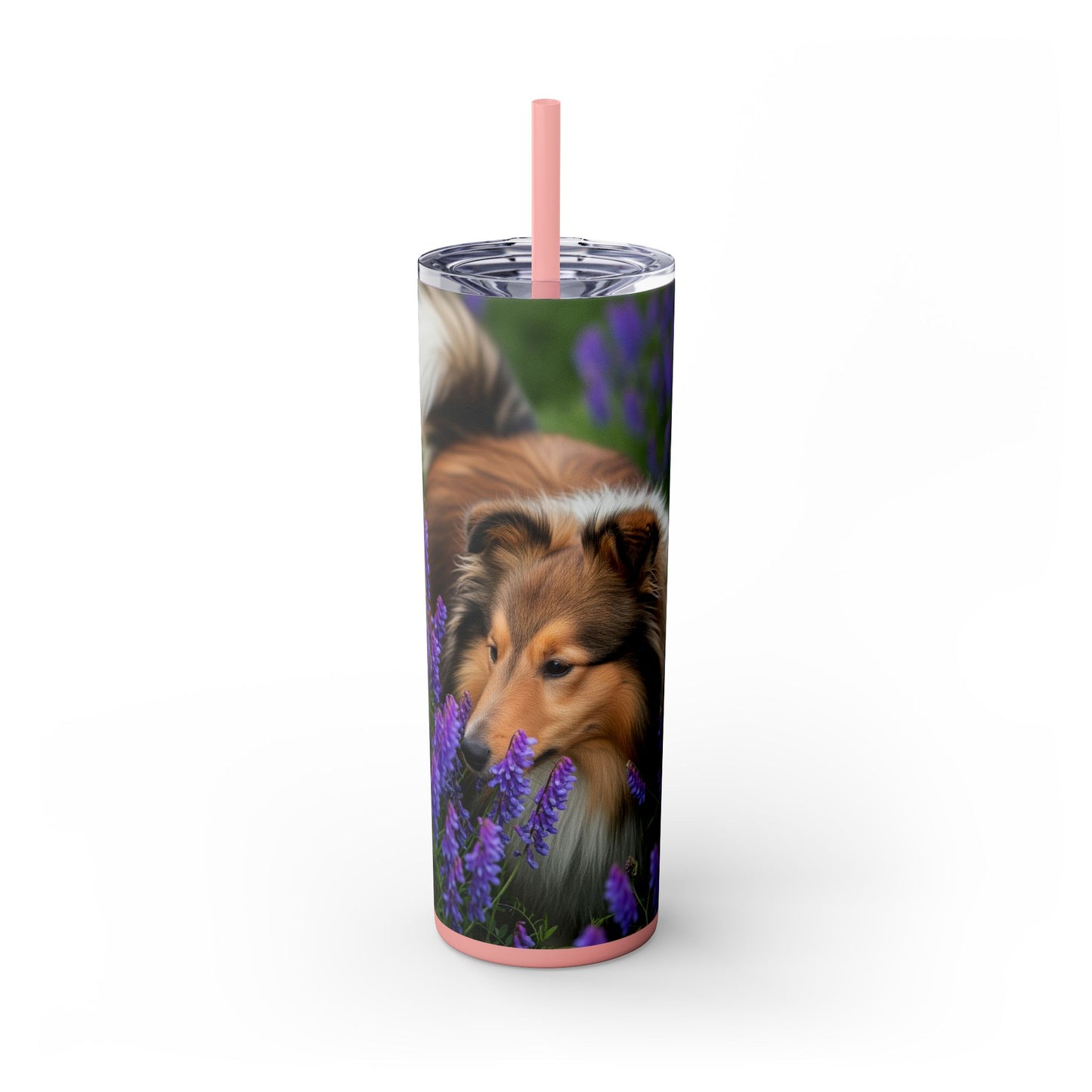 Shetland Sheepdog Skinny Tumbler with Straw, 20oz