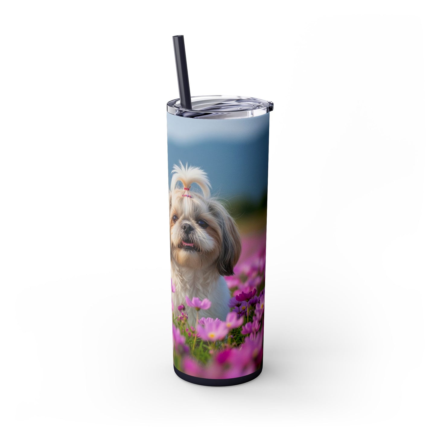 Shih Tzu Skinny Tumbler with Straw, 20oz
