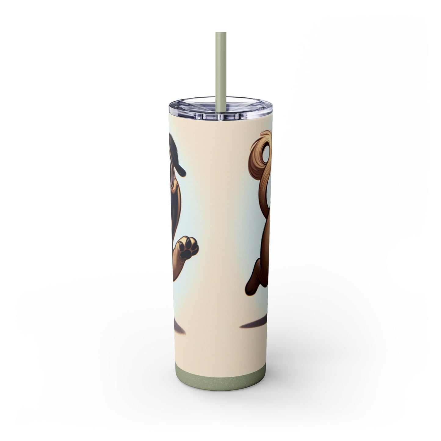 Pug Skinny Tumbler with Straw, 20oz