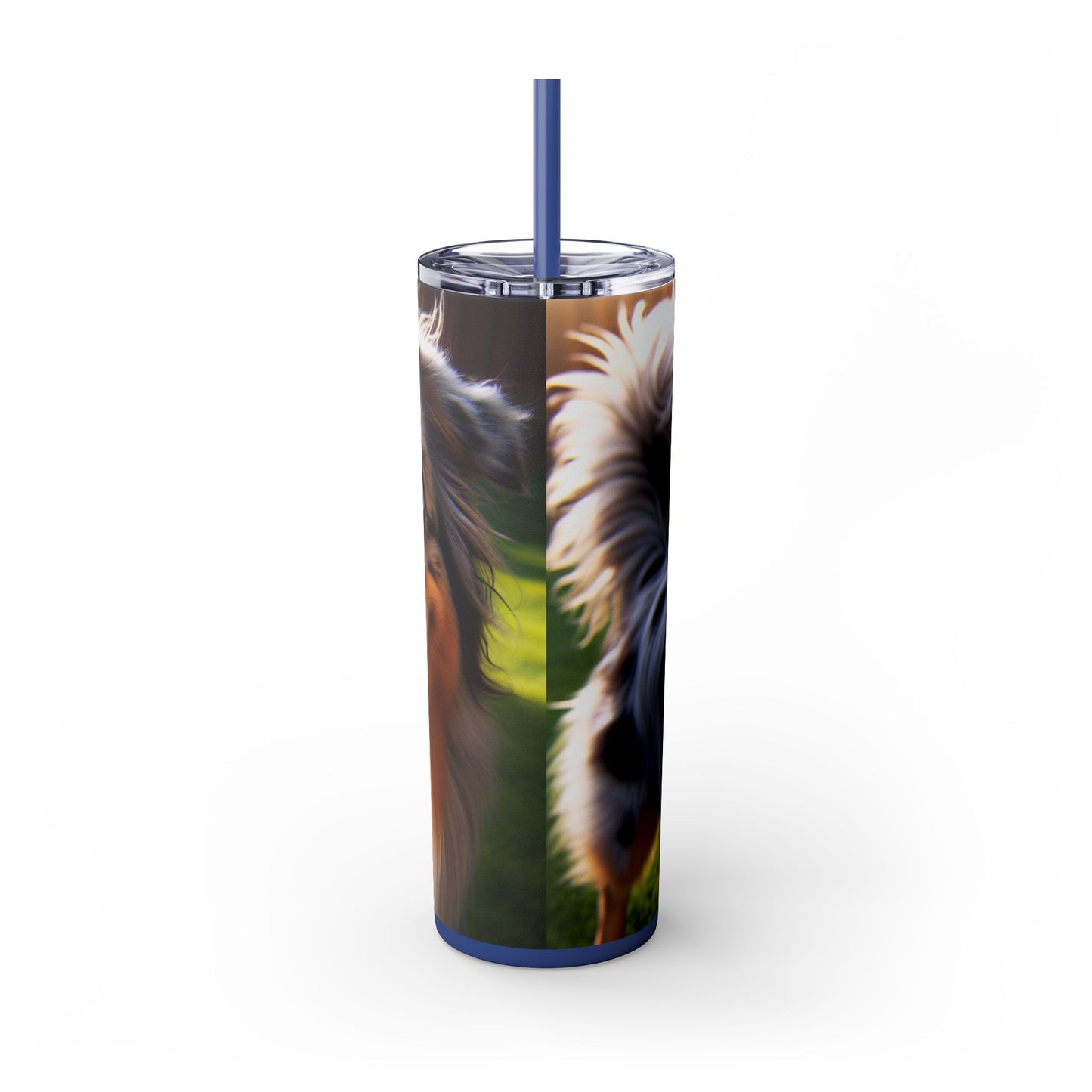 Australian Shepherd Skinny Tumbler with Straw, 20oz