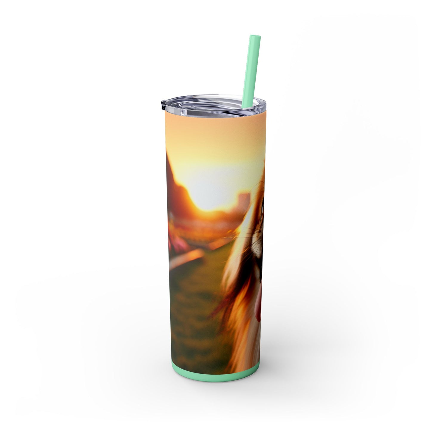 Pekingese Skinny Tumbler with Straw, 20oz