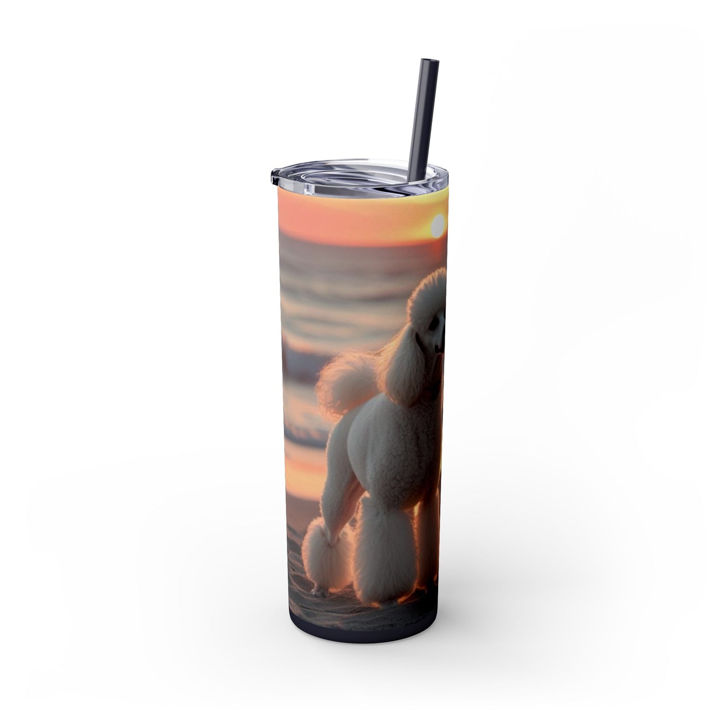 Poodle Love Skinny Tumbler with Straw, 20oz