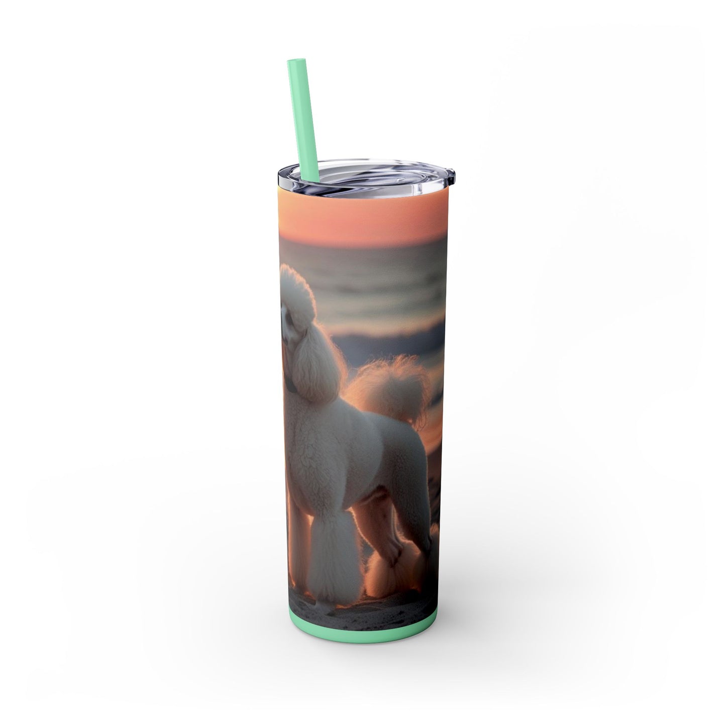 Poodle Love Skinny Tumbler with Straw, 20oz