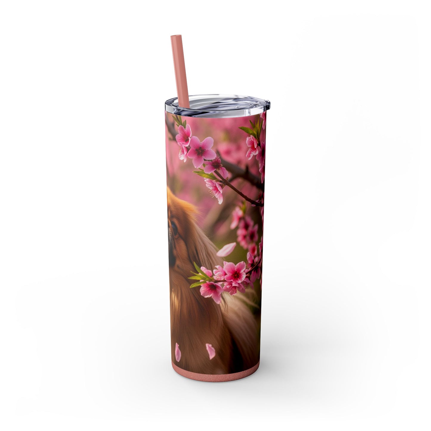 Pekingese Skinny Tumbler with Straw, 20oz