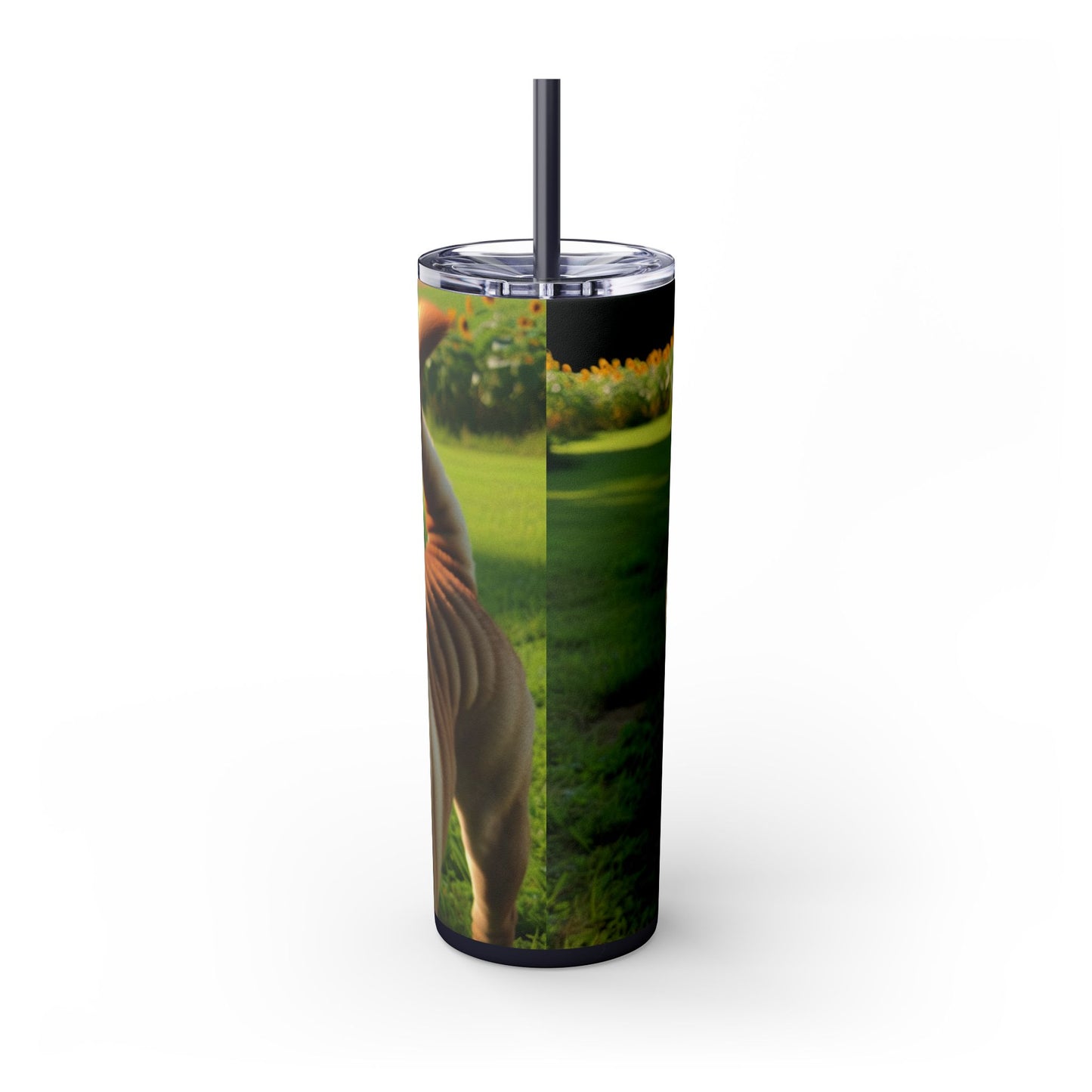 Shar Pei Skinny Tumbler with Straw, 20oz