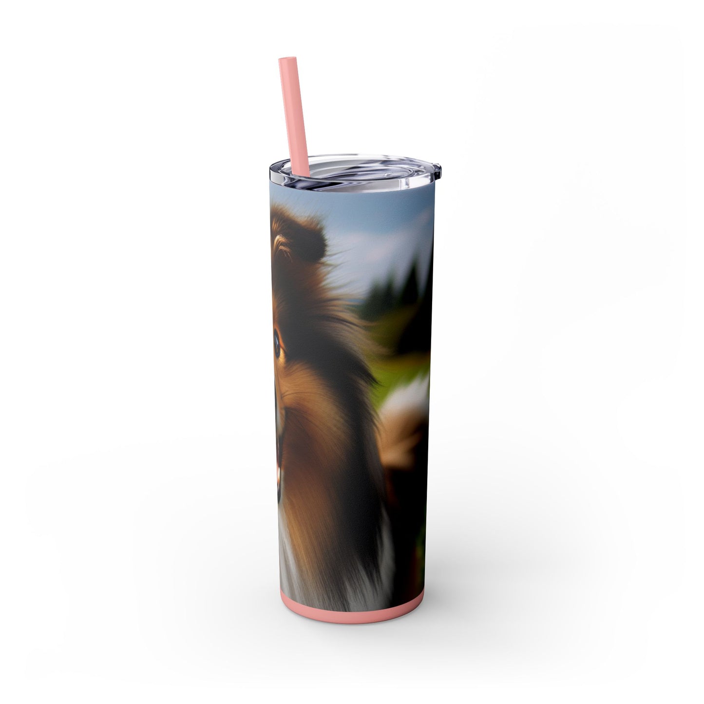 Shetland Sheepdog Skinny Tumbler with Straw, 20oz