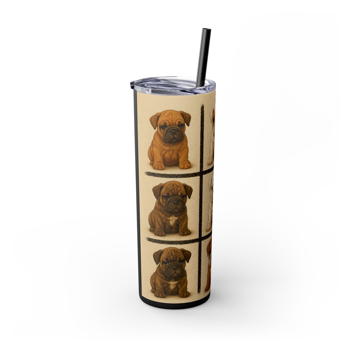 Bulldog puppies Tumbler with Straw, 20oz