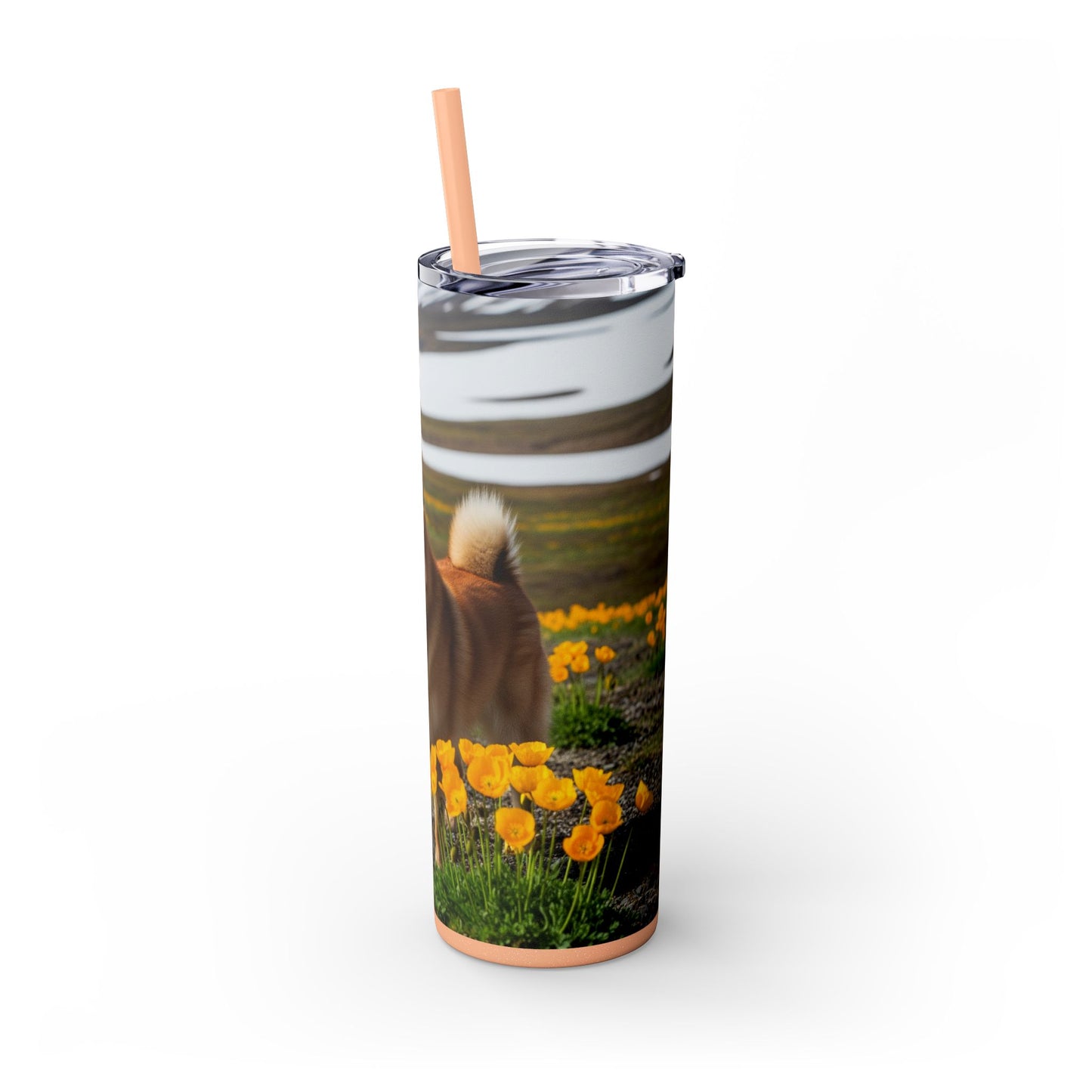 Norwegian Buhund Skinny Tumbler with Straw, 20oz