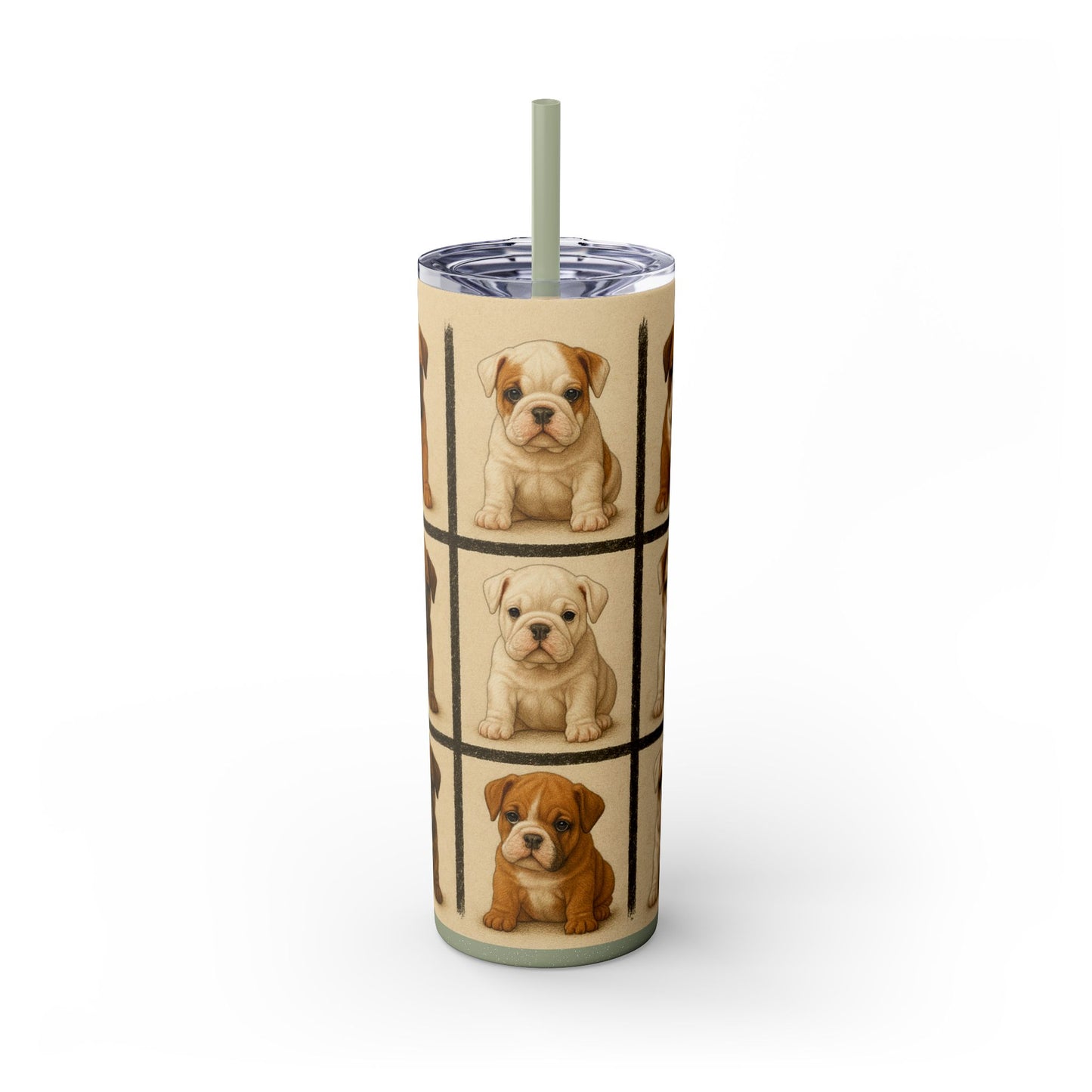 Bulldog puppies Tumbler with Straw, 20oz