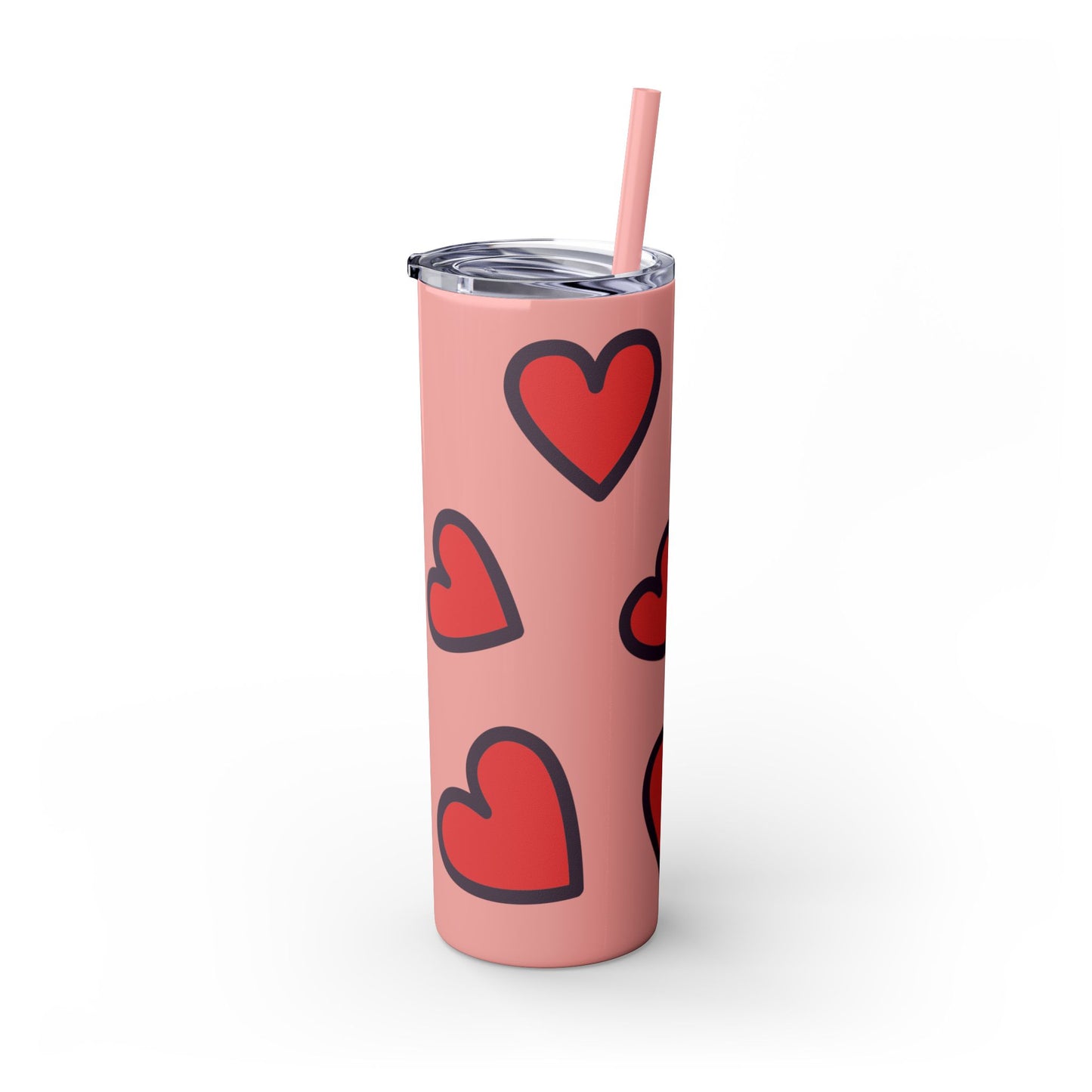 Hearts Skinny Tumbler with Straw, 20oz