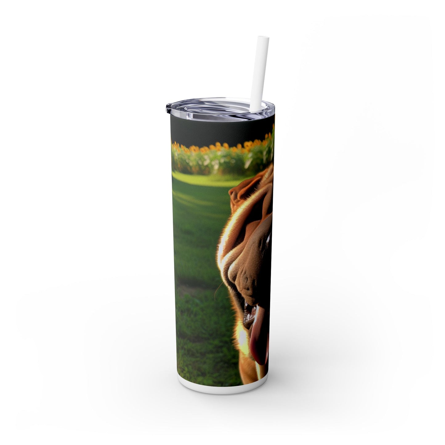 Shar Pei Skinny Tumbler with Straw, 20oz