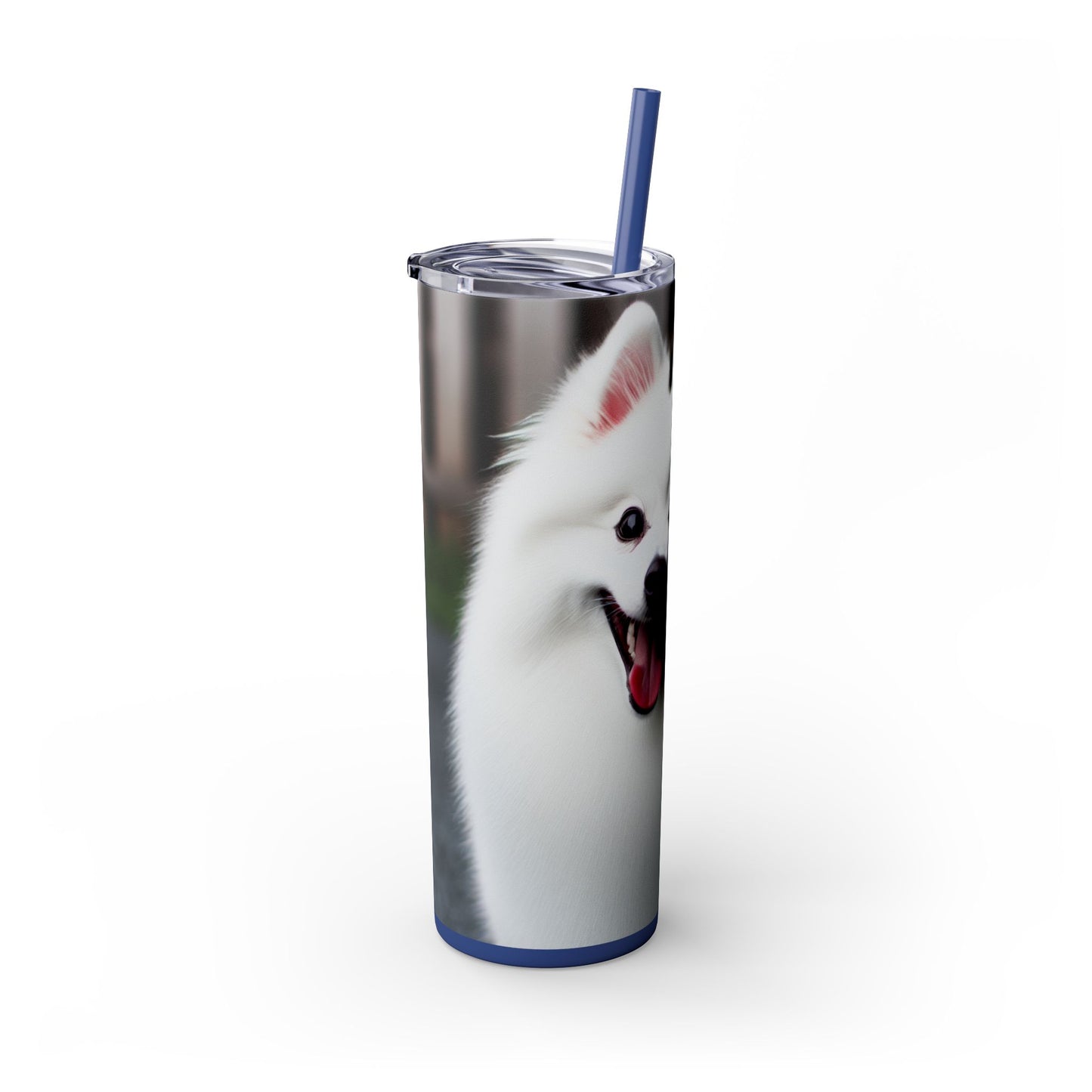 American Eskimo Dog Skinny Tumbler with Straw, 20oz