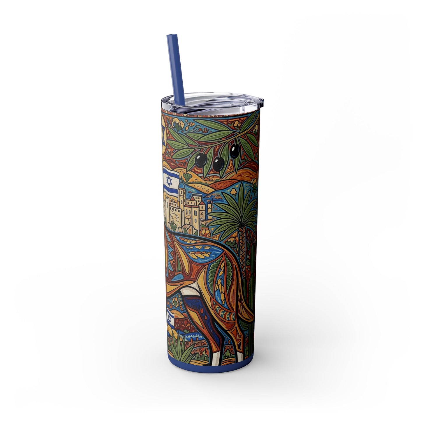 Canaan Dog Skinny Tumbler with Straw, 20oz