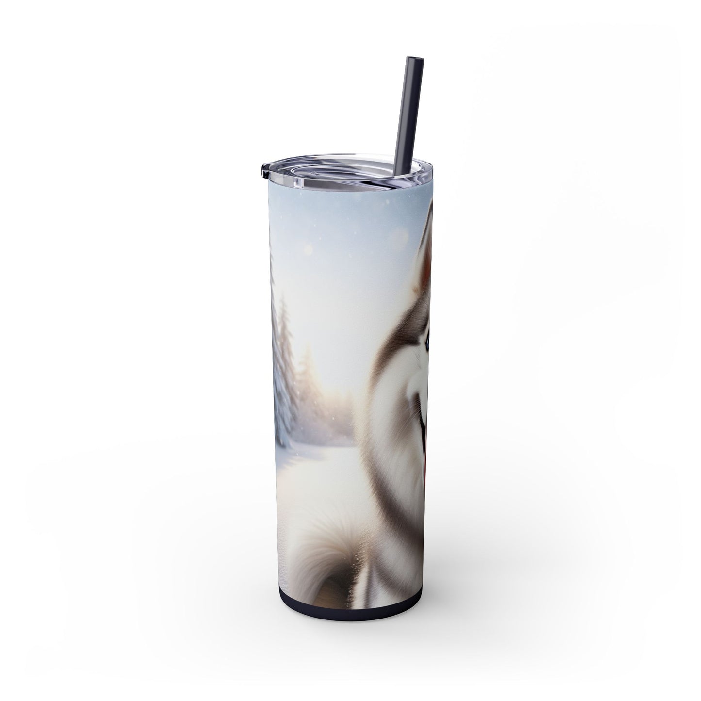 Siberian Husky Skinny Tumbler with Straw, 20oz