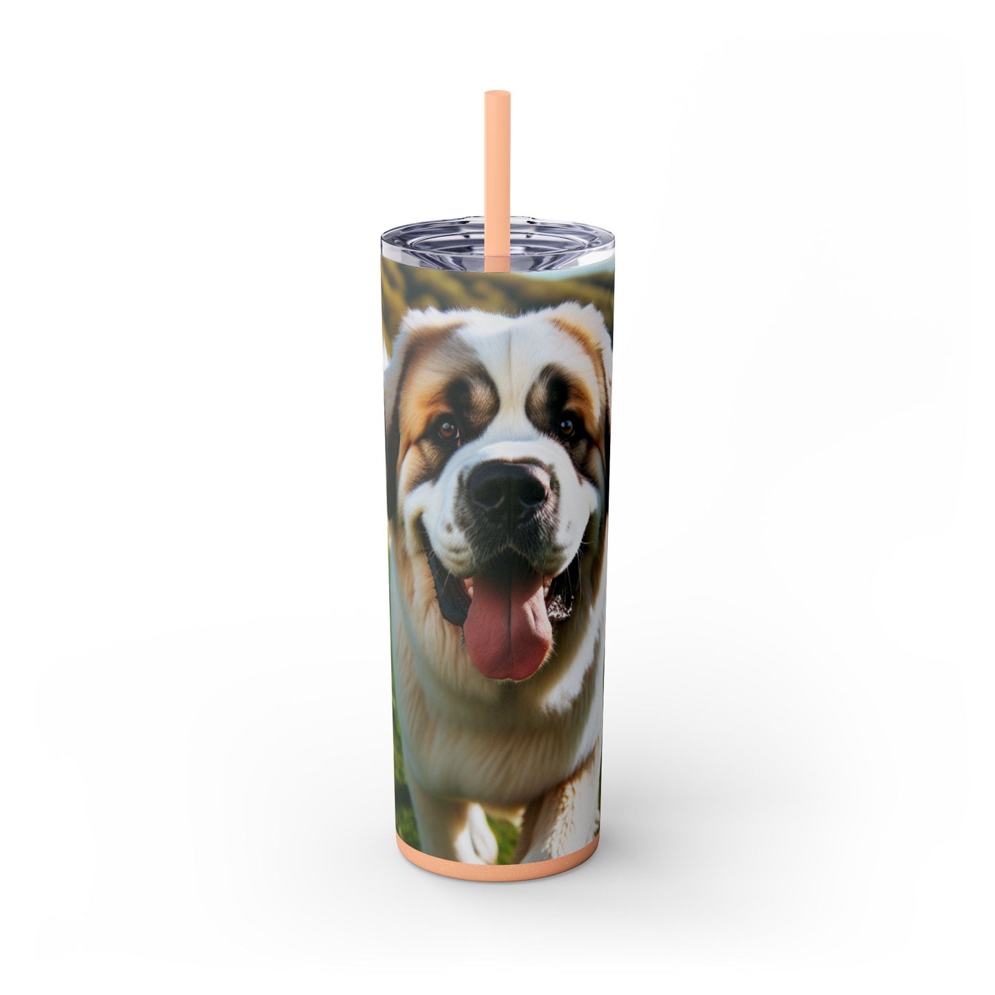 Pyrenean Mastiff Skinny Tumbler with Straw, 20oz