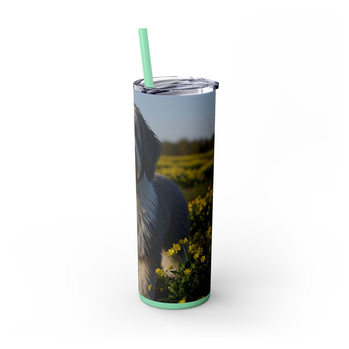Polish Lowland Sheepdog Skinny Tumbler with Straw, 20oz