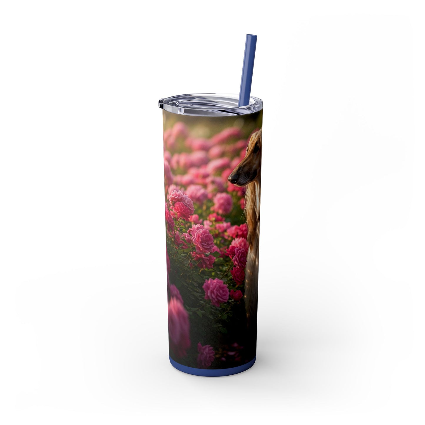 Afghan Hound Skinny Tumbler with Straw, 20oz