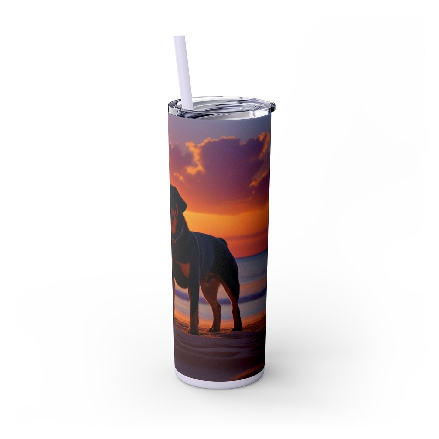 Rottweiler Love Skinny Tumbler with Straw, 20oz