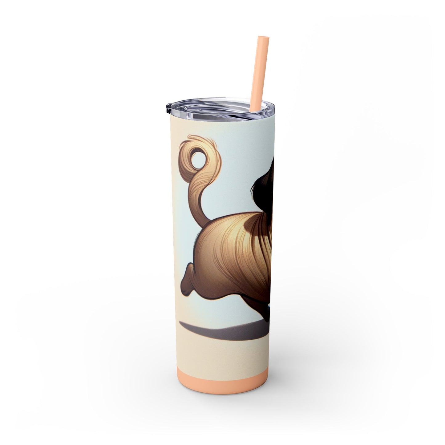 Pug Skinny Tumbler with Straw, 20oz