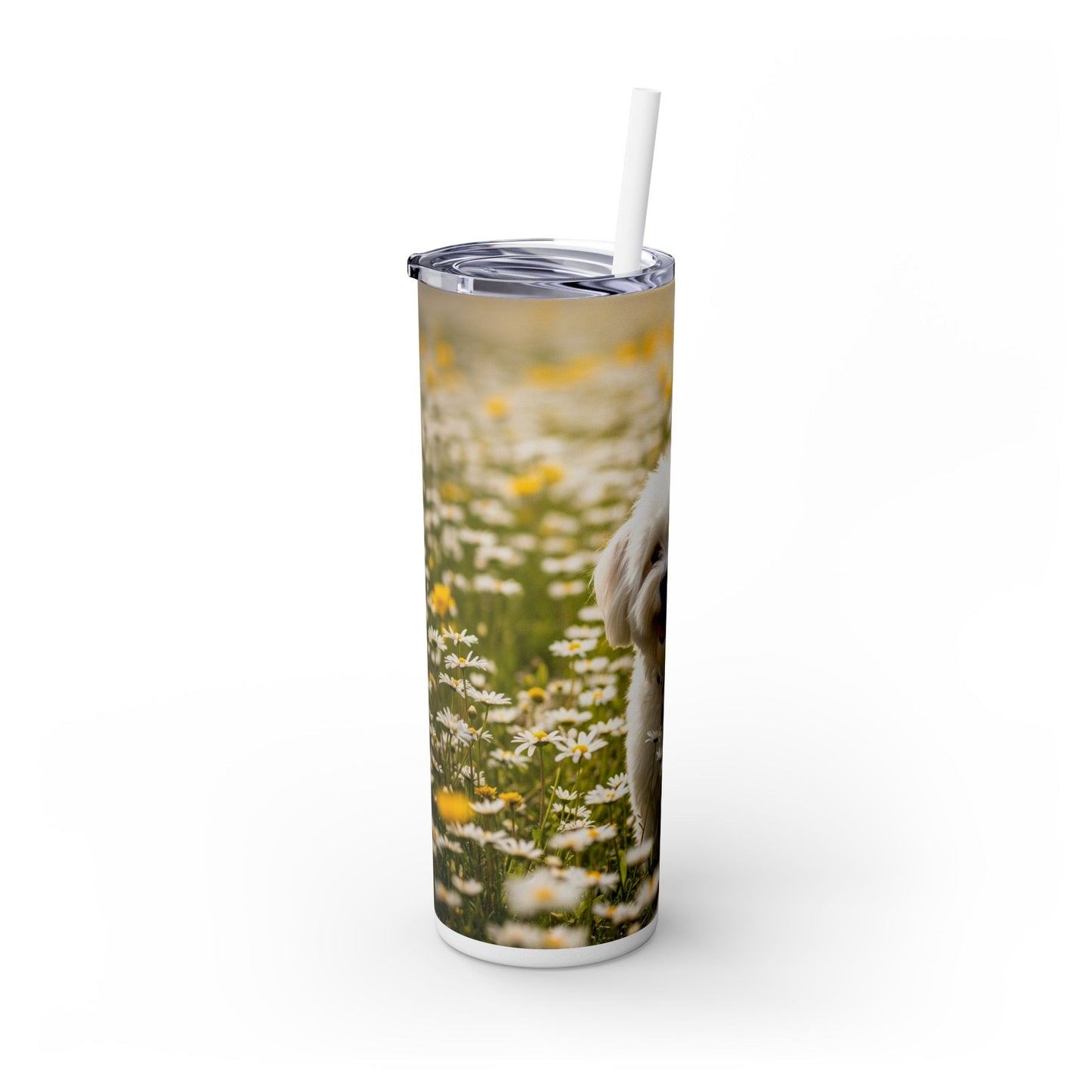 Lowchen Skinny Tumbler with Straw, 20oz