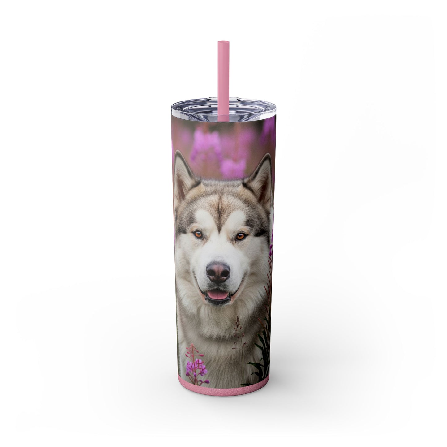 Alaskan Malamute Skinny Tumbler with Straw, 20oz