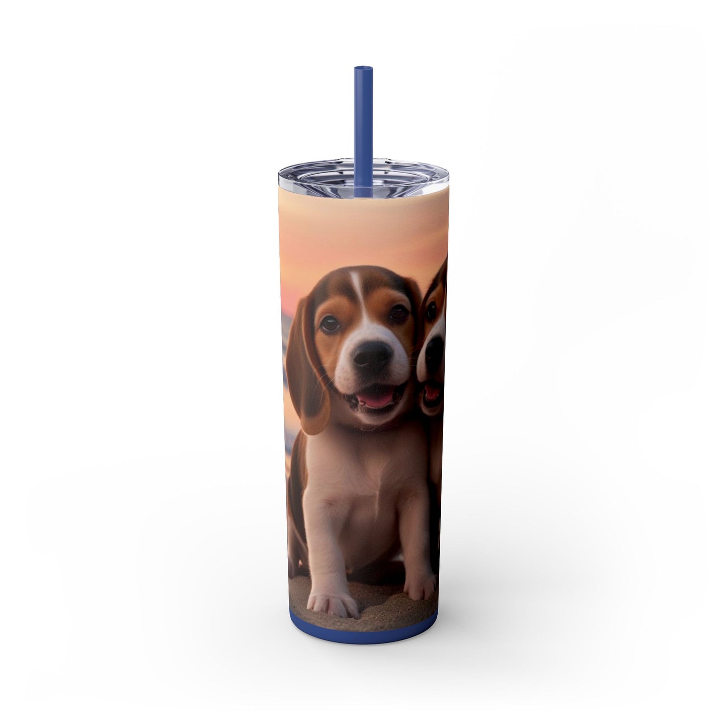 Beagle Love Skinny Tumbler with Straw, 20oz