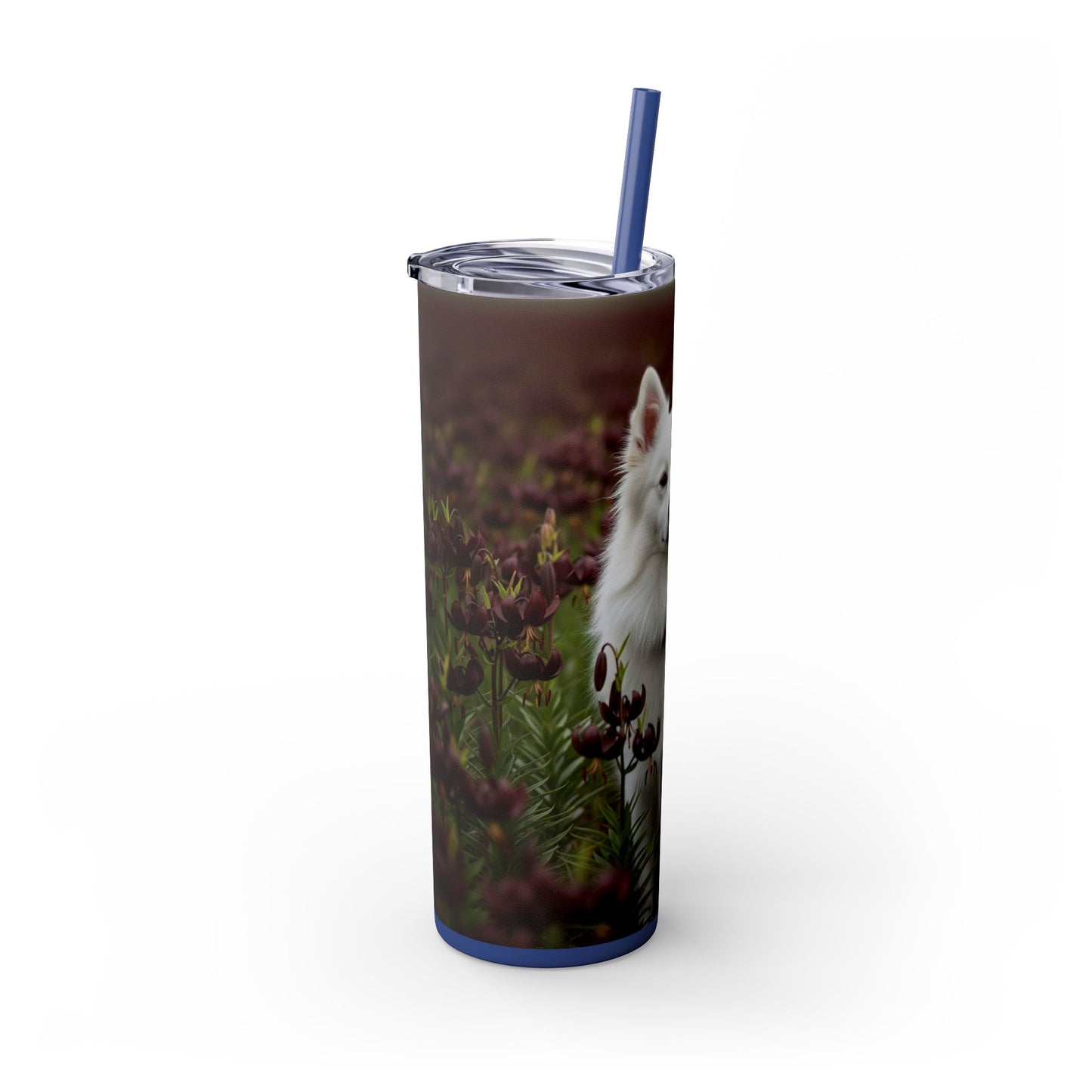 American Eskimo Dog Skinny Tumbler with Straw, 20oz