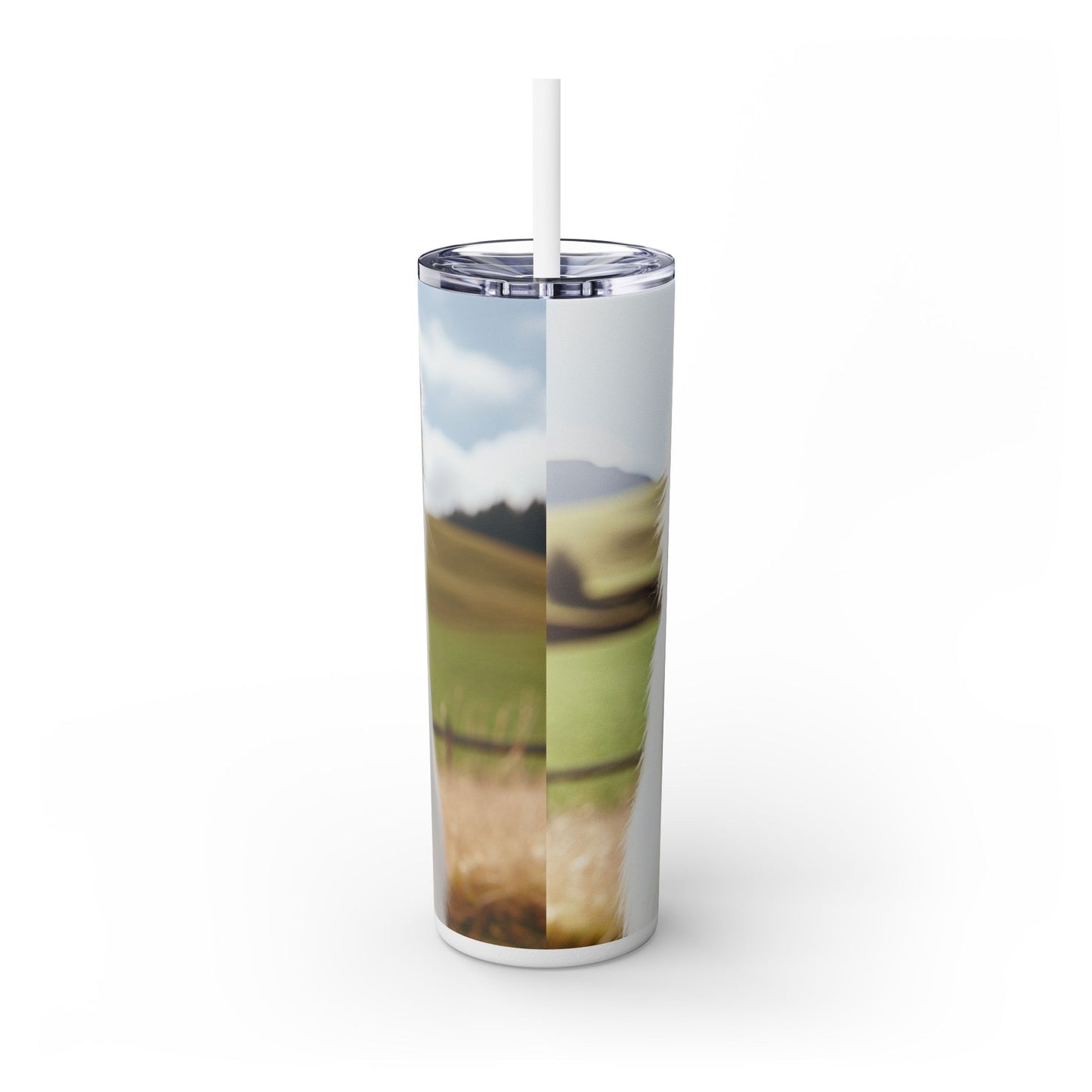 White Swiss Shepherd Dog Skinny Tumbler with Straw, 20oz