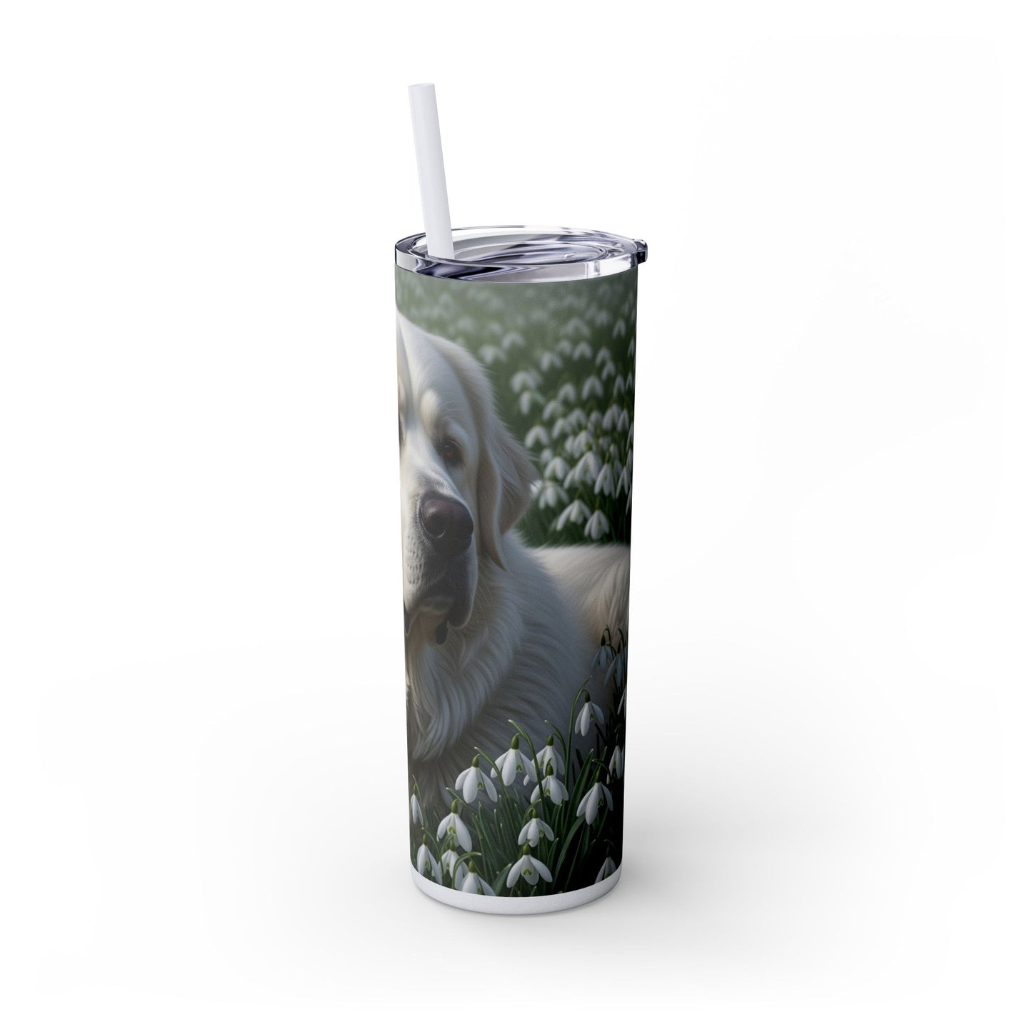 Pyrenean Mastiff Skinny Tumbler with Straw, 20oz