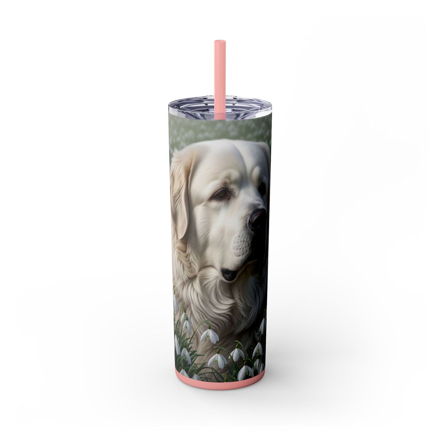 Pyrenean Mastiff Skinny Tumbler with Straw, 20oz