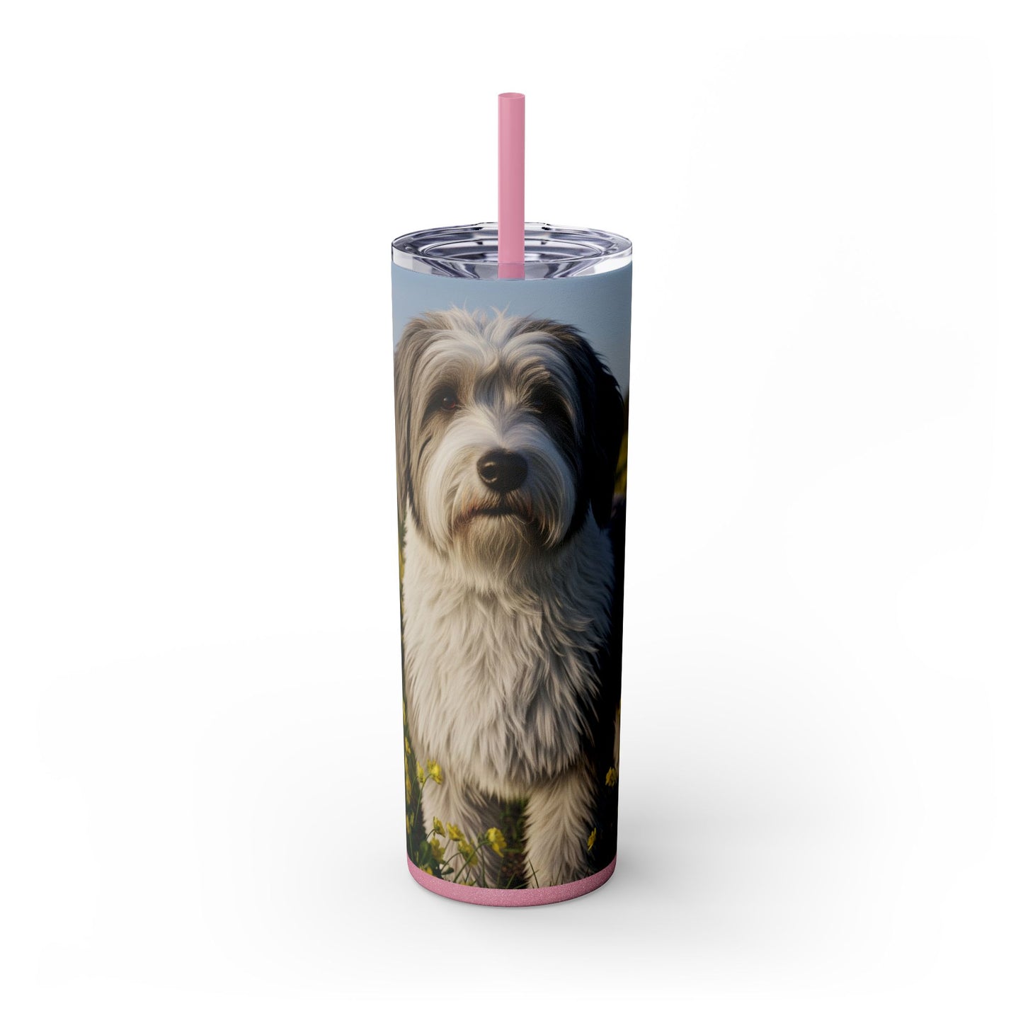 Polish Lowland Sheepdog Skinny Tumbler with Straw, 20oz