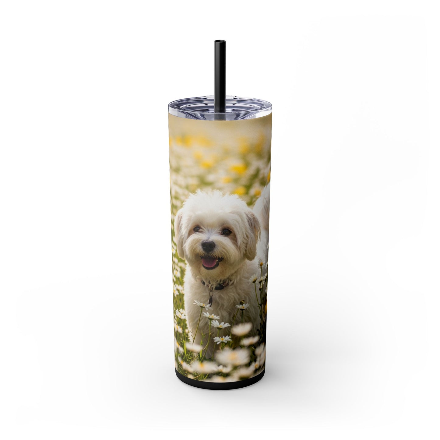Lowchen Skinny Tumbler with Straw, 20oz