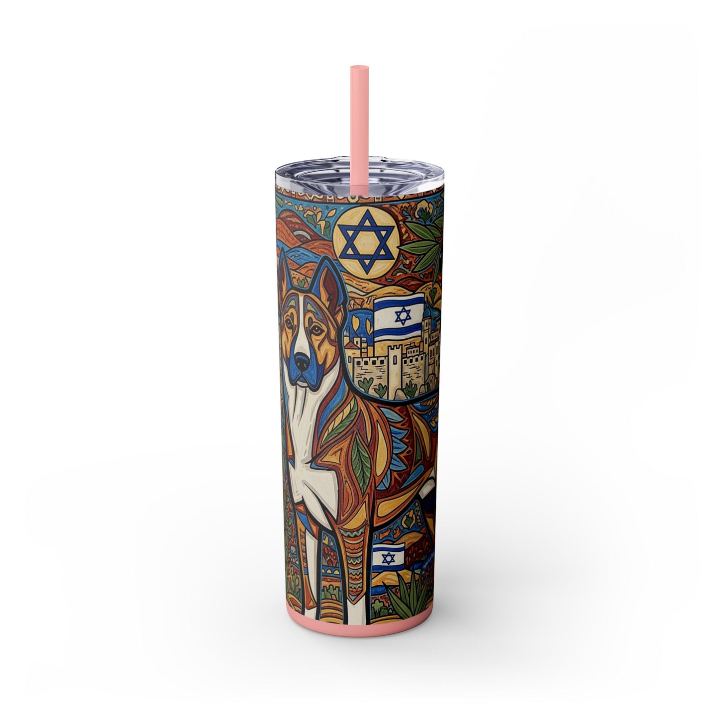 Canaan Dog Skinny Tumbler with Straw, 20oz