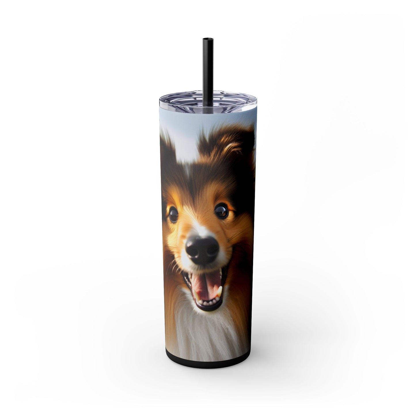 Shetland Sheepdog Skinny Tumbler with Straw, 20oz