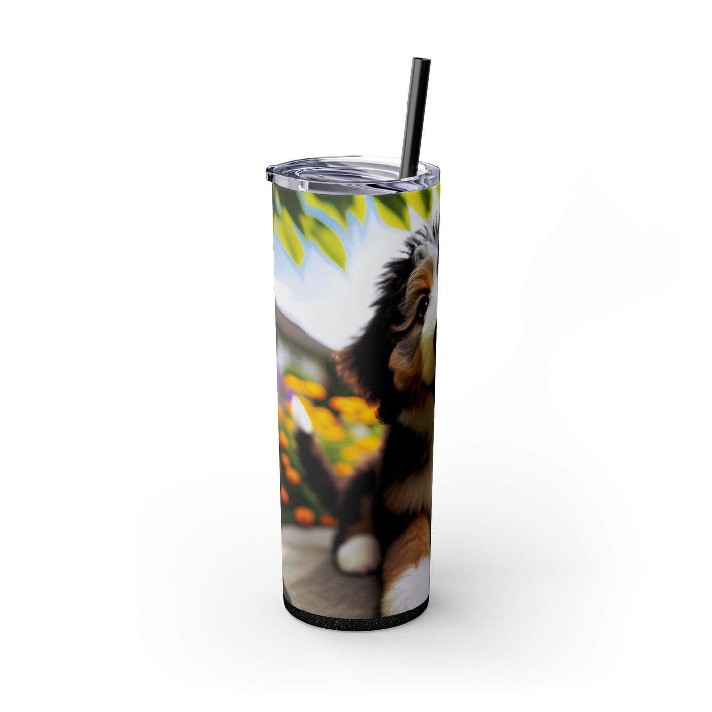 Bernedoodle Skinny Tumbler with Straw, 20oz