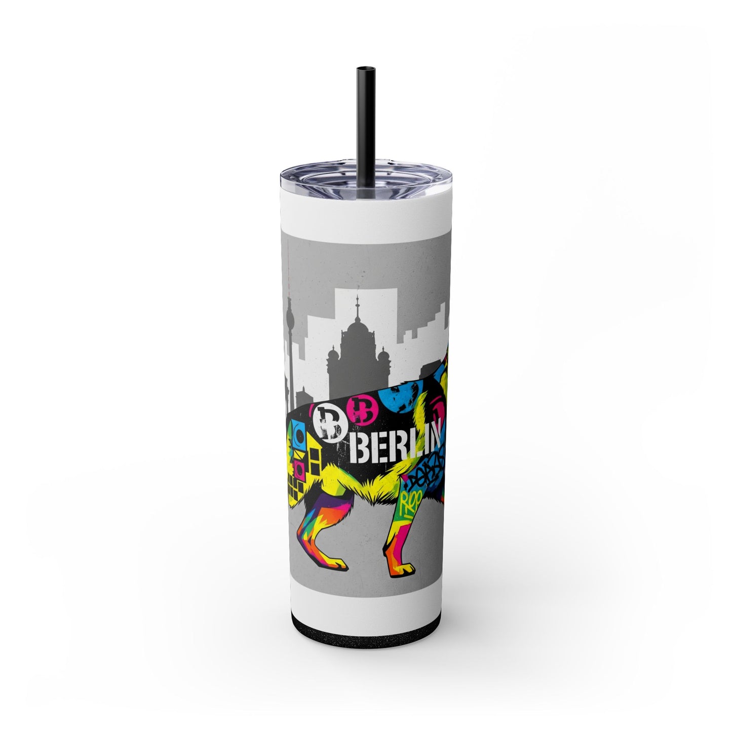 German Shepherd Skinny Tumbler with Straw, 20oz