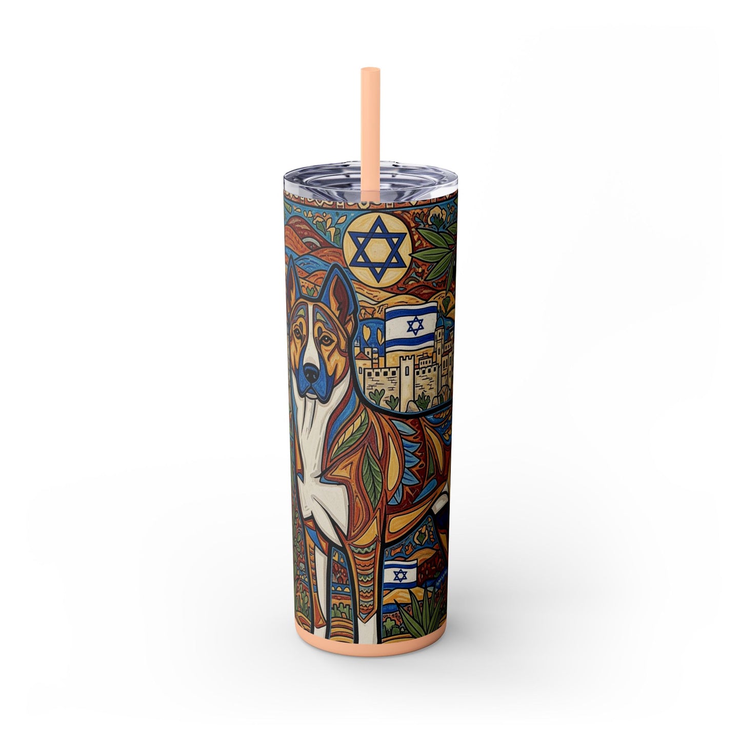 Canaan Dog Skinny Tumbler with Straw, 20oz
