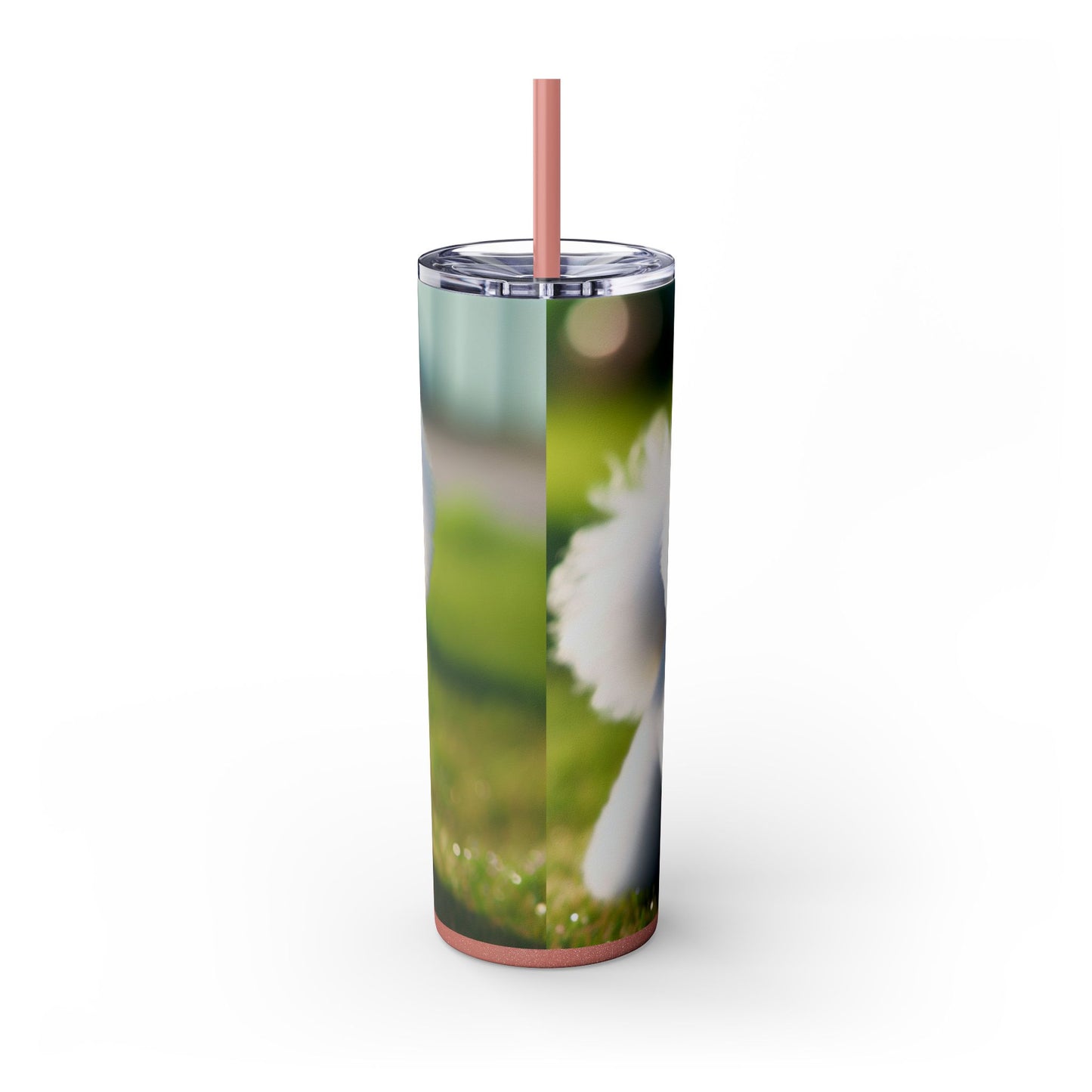Bichon Frise Skinny Tumbler with Straw, 20oz