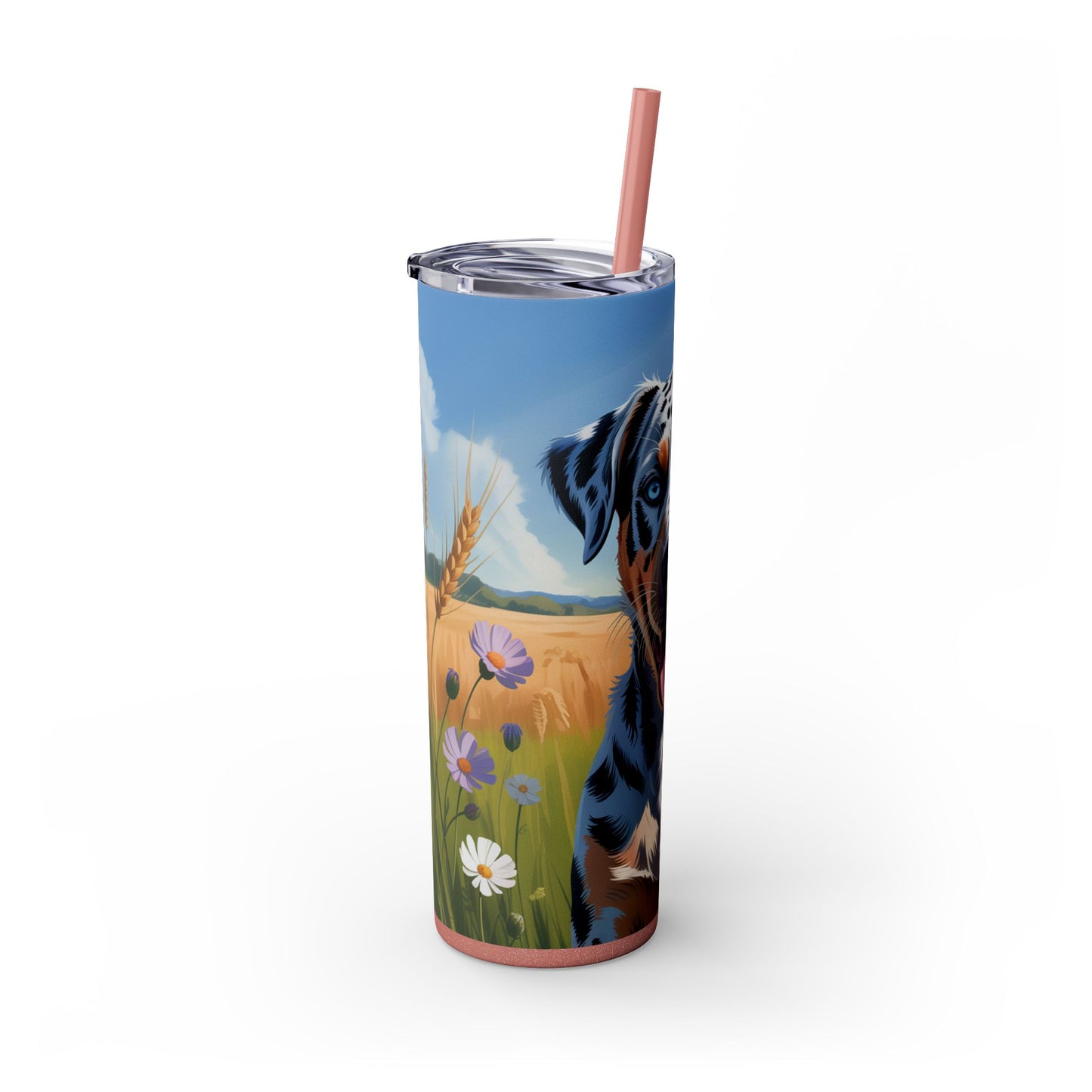 Catahoula Leopard Dog Skinny Tumbler with Straw, 20oz