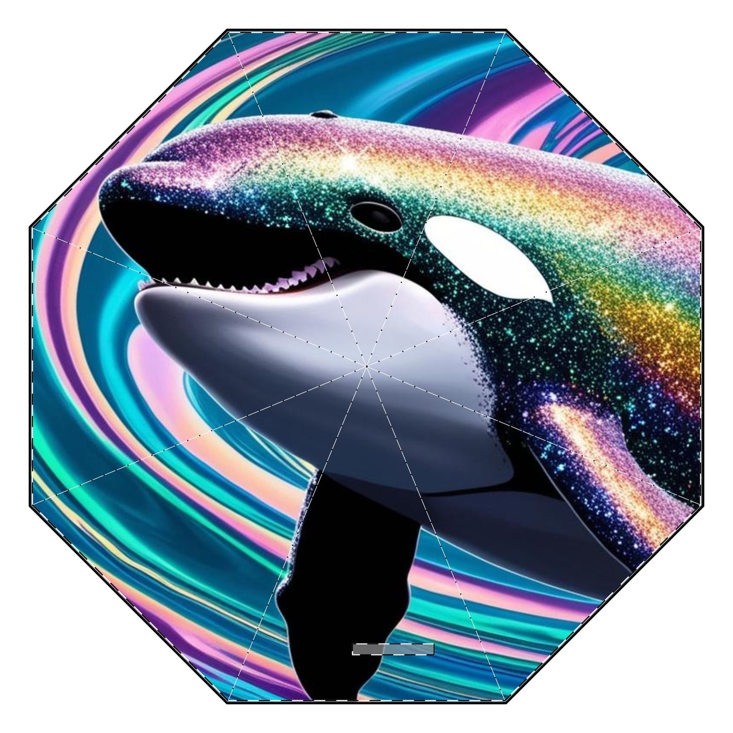 Glittery Psychedelic Orca Semi-Automatic Foldable Umbrella