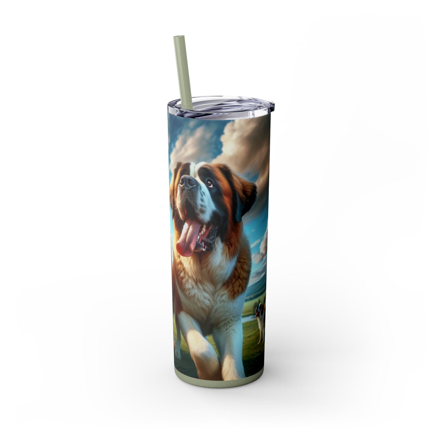 Saint Bernard Skinny Tumbler with Straw, 20oz