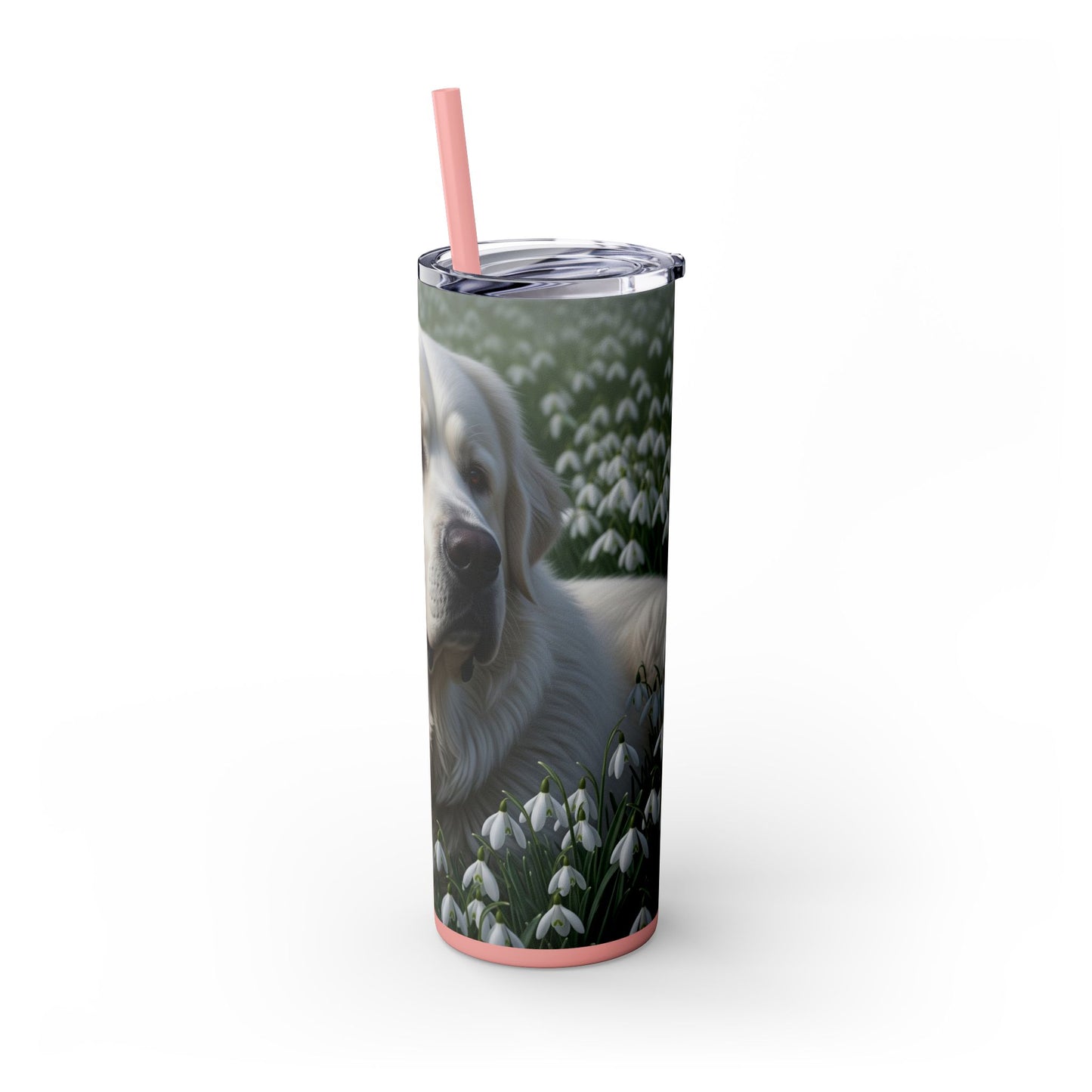 Pyrenean Mastiff Skinny Tumbler with Straw, 20oz