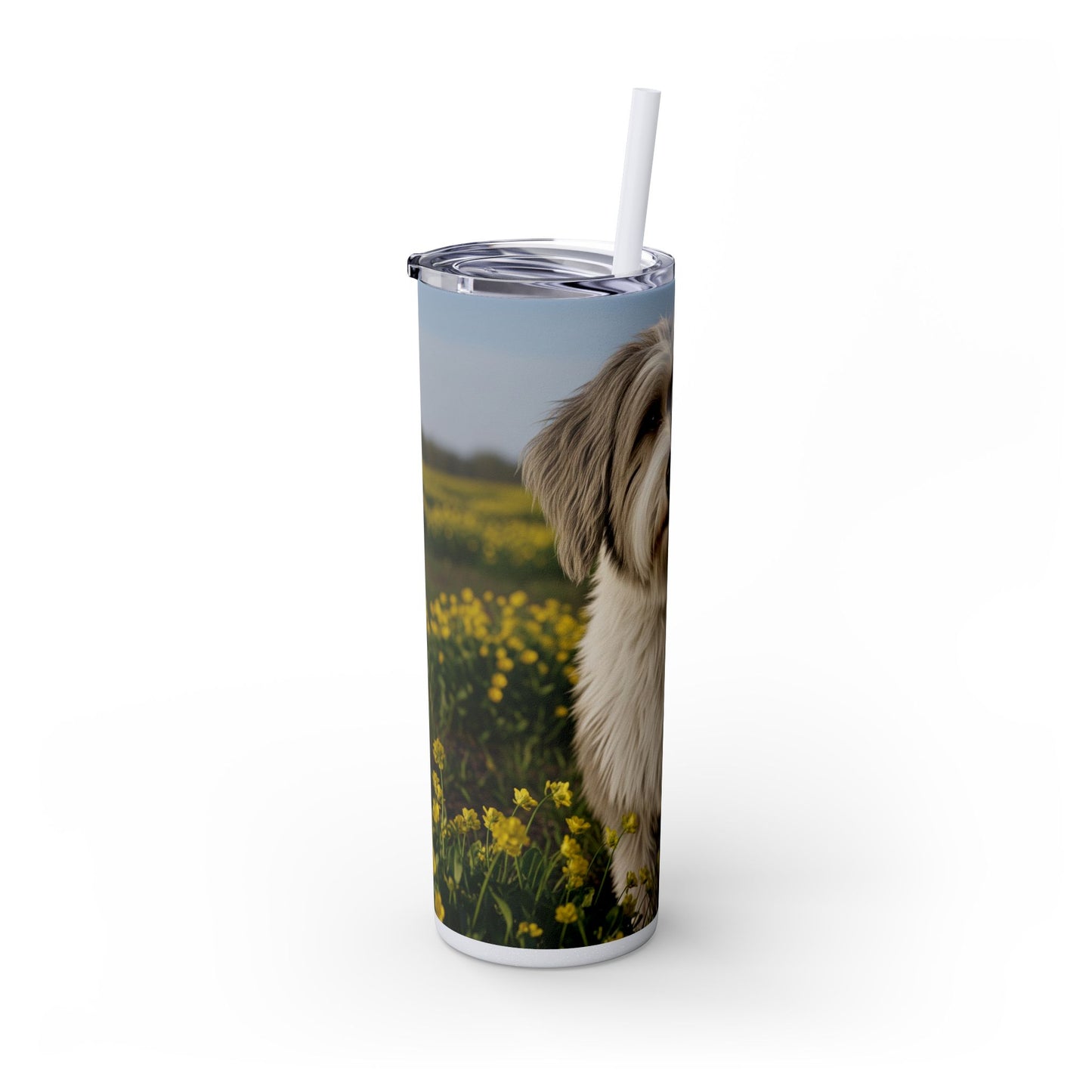 Polish Lowland Sheepdog Skinny Tumbler with Straw, 20oz