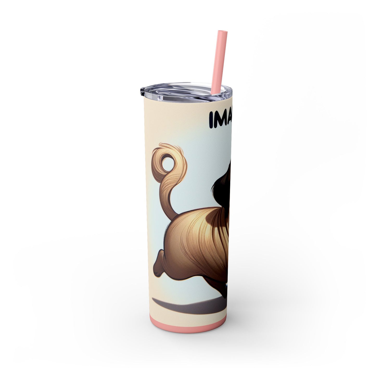 Pug Skinny Tumbler with Straw, 20oz