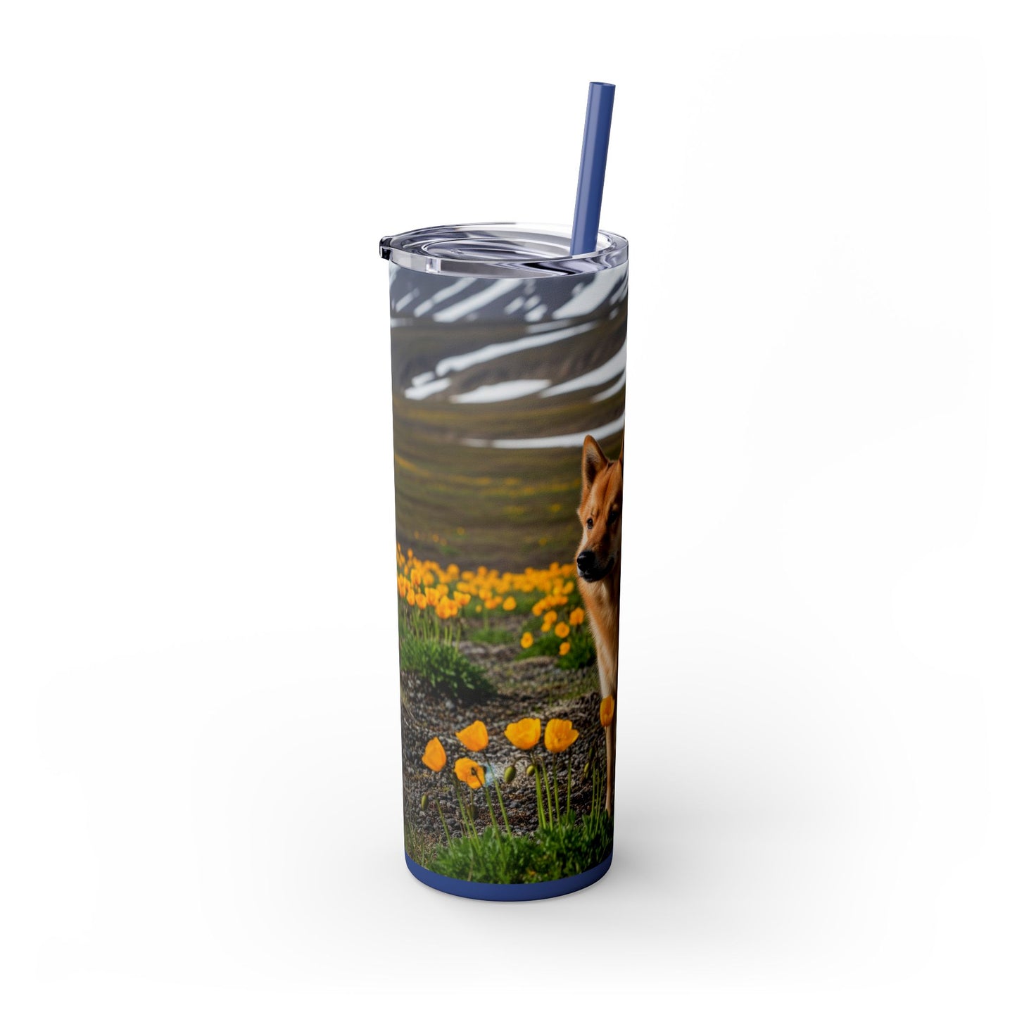 Norwegian Buhund Skinny Tumbler with Straw, 20oz